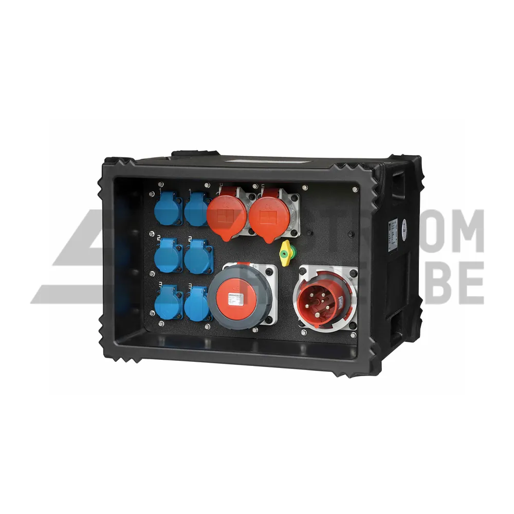 Verdeelkast PSU 63A VELLO met CEE 63A-ingang, CEE-uitgangen en schuko-stopcontacten