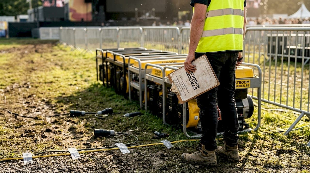 Veilige voorbeelden stroomopstellingen voor events en bouw