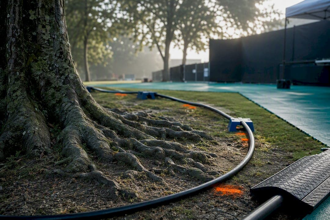 Stop improviseren: kabels rond bomen veilig leggen voor evenementen en bouwteams